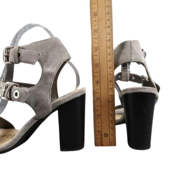 Sam Edelman Shoes Womens 6.5 Heeled Sandals Ankle Straps Leather Block Heel Grey - Picture 5 of 15